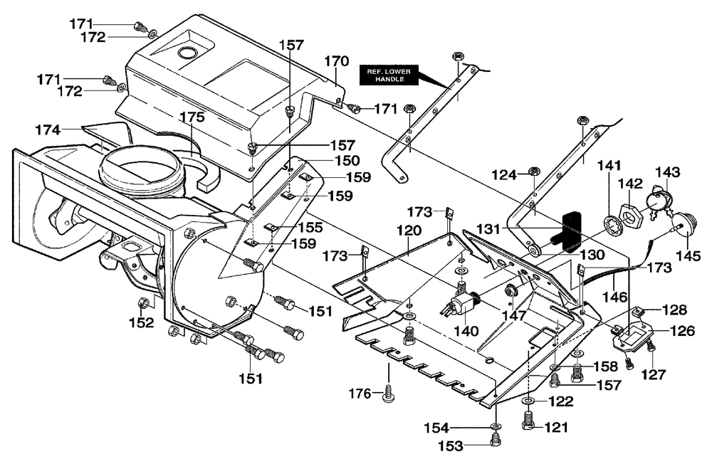 Top Cover Assembly Diagram and Parts List for 620301X61NC 2004 Briggs and Stratton Snow Blower